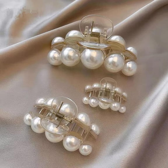 Hair Clips, Large Pearl Hair Claw Clip Set Strong Hold No Slip, Banana Jaw Clip Barrettes, Hair Accessories for Styling Thick Thin Hair