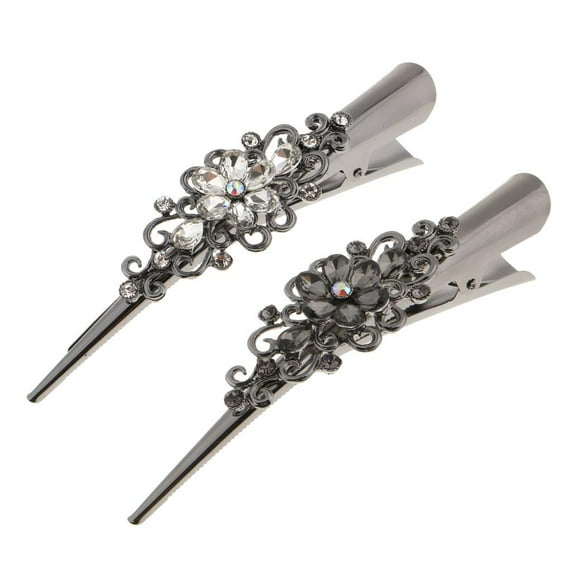 Hair Clips Made Of 2 Rhinestones Alligator Clips Made Of Metal For Women