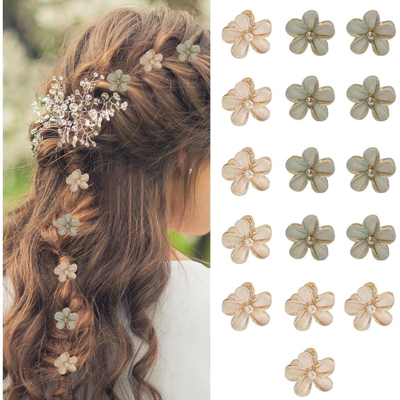 Hair Clips, Mini Hair Clips, 16 PCS Mini Diamond Hair Clips, Small Hair Clips for Girls Hair Accessories, Cute Flower Hair Clips for Women, Sweet Mini Hair Clips
