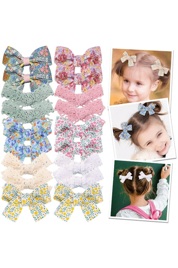 Hair Clips Set for Girls, 18pcs Leopard Baby Clip Bows, Polka Dot Alligator Clip Baby Barrettes, Girl Hair Accessories for Kids Toddlers in Pairs