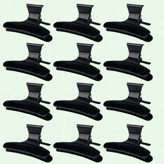 Hair Clips for Styling Sectioning, 12 Pack Black Butterfly Hair Clips for Women, Hair Clamps for Deep Conditioning, Blow Drying, Cutting, Coloring, Styling