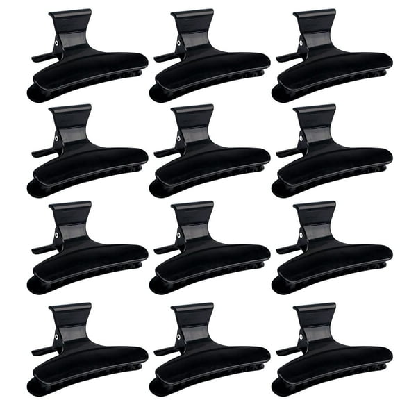 Hair Clips for Styling Sectioning 12 Pack Black Butterfly Hair Clips for Women Hair Clamps for Hair Deep Conditioning, Blow Drying, Cutting, Coloring, Styling, Sectioning
