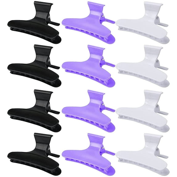 Hair Clips for Styling Sectioning Butterfly Hair Clamps Claw Clips Pro Salon Hair Clips for Cutting, Coloring Hair Styling Butterfly Clips Hair Accessories for Women Girls-Black White Purple