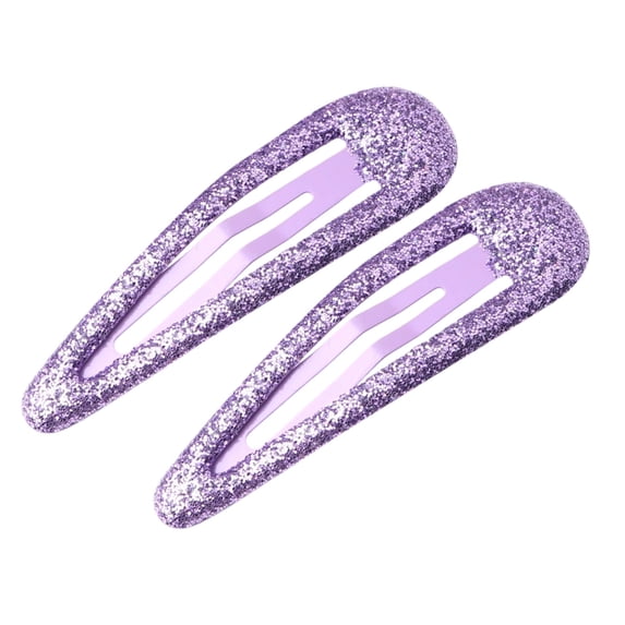 Hair Clips for Women, 2 Pack Purple Glitter Metal Snap Hair Barrettes, Sparkly Sequin Hollow Side Hair Pins, Lightweight Non-Slip Hair Clips for Women Daily Party Makeup Hairstyle Accessories