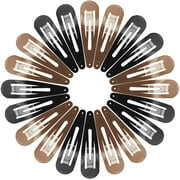 Hair Clips for Women Girls, Funtopia 40 Pcs 2.8 Inch Large Barrettes for Thick Hair, Metal Snap Hair Clips, No Slip Long Drop Shape Hair Pins, Hair Accessories, Brown & Black