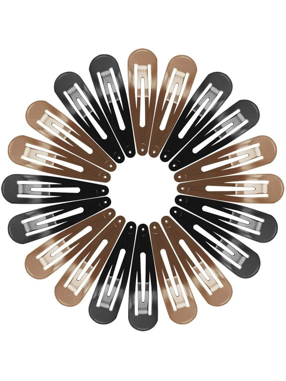Hair Clips for Women Girls, Funtopia 40 Pcs 2.8 Inch Large Barrettes for Thick Hair, Metal Snap Hair Clips, No Slip Long Drop Shape Hair Pins, Hair Accessories, Brown & Black