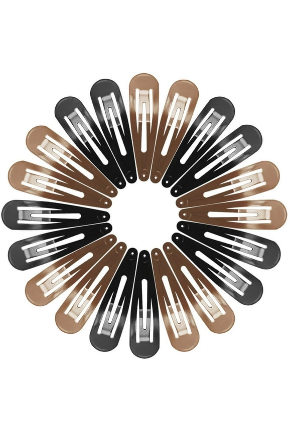 Hair Clips for Women Girls, Funtopia 40 Pcs 2.8 Inch Large Barrettes for Thick Hair, Metal Snap Hair Clips, No Slip Long Drop Shape Hair Pins, Hair Accessories, Brown & Black