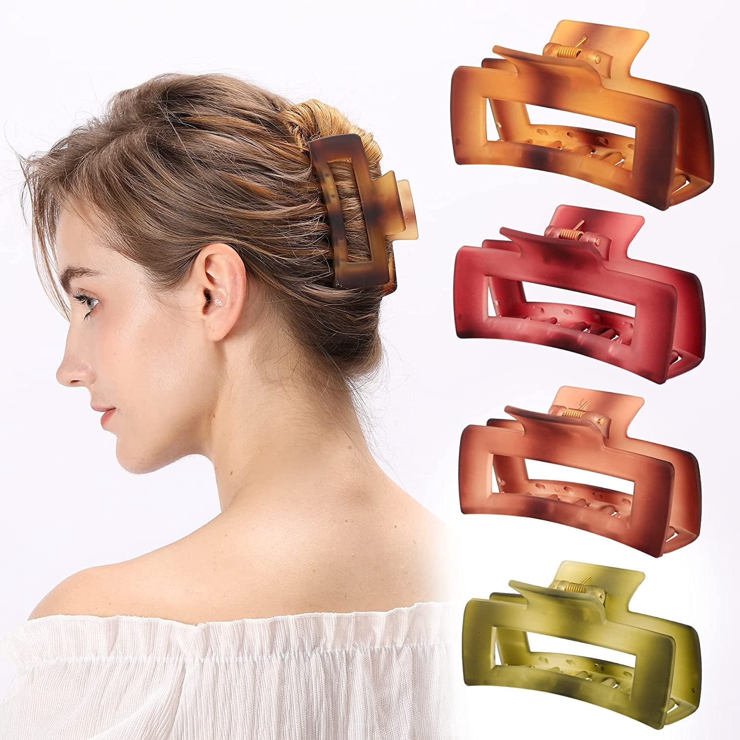 Hair Clips amber hairpin Women's Large Hair Clips 4 Rectangular High ...
