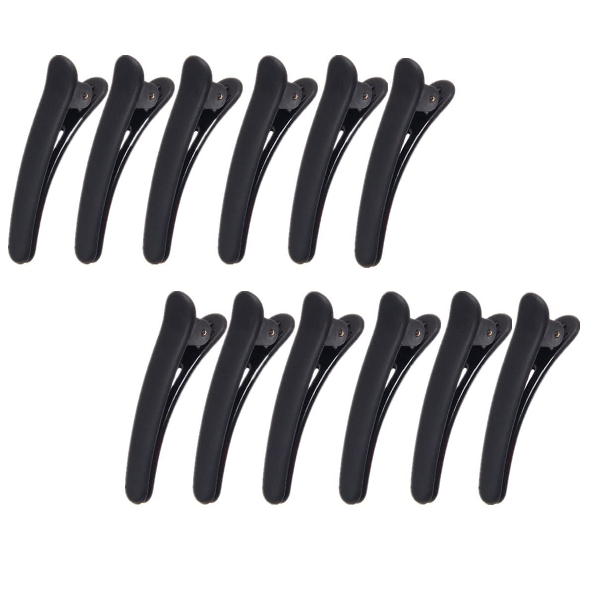 Hair Clips for Styling, 12 PCS Non-Slip Black Plastic Duckbill Alligator Hair Barrettes Pins for Women, Baby Kids and Girls (1.9")