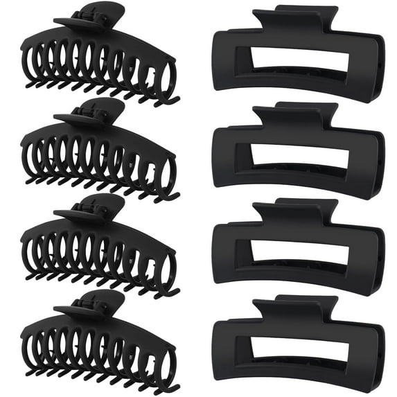 Hair Clips for Women 4.3 Inch Large Hair Claw Clips for Women Thin Thick Curly Hair, Big Matte Banana Clips,Strong Hold jaw clips (Black)