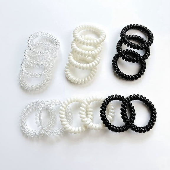 Hair Coils, Transparent Telephone Wire Hair Rings with Small Elastic Clips, 18 Pcs Simple Headwear for Ladies Daily Hairstyling