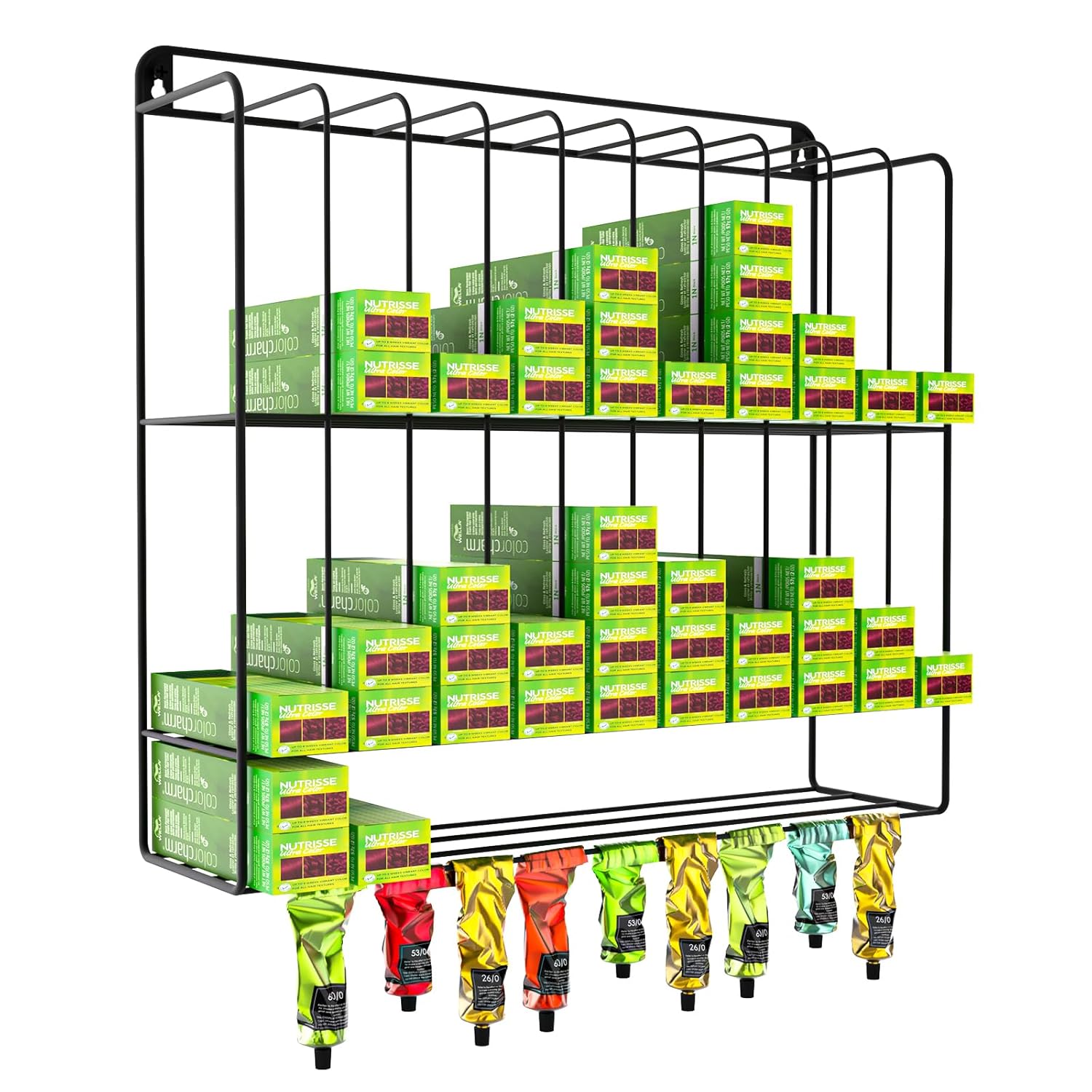 Hair Color Organizer Rack - Metal Hair Color Tube Storage Rack, Wall ...