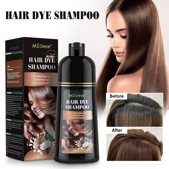Hair Color Shampoo Brown Hair Dye Shampoo Fast Hair Dye Cream DIY Coloring Dying Care 500 ml, Coffee