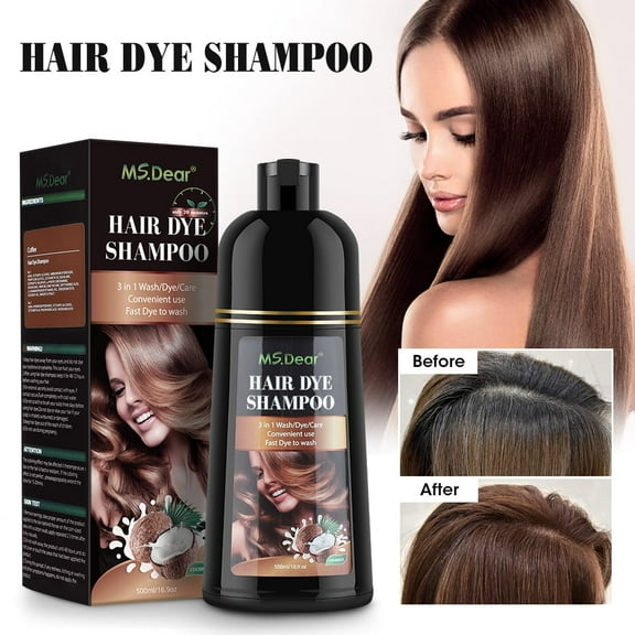 Hair Color Shampoo,Hair Dye Shampoo Coconut Oil Essence Moisturizing 500ml (Coffee)