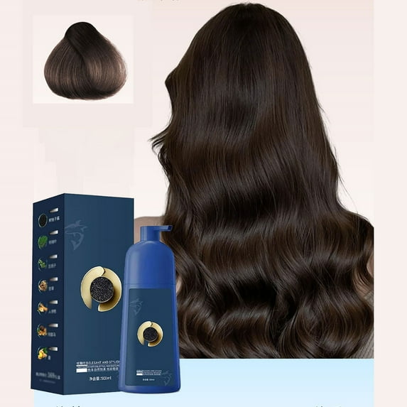 Hair Color Shampoo - Plant Based Black Tea Shade Bubble Hair Dye, Easy Apply No Mix Formula, Long Lasting Color Coverage for Gray Hair, Daily Use Home Kit, Christmas Gift for Women, 1 Pack