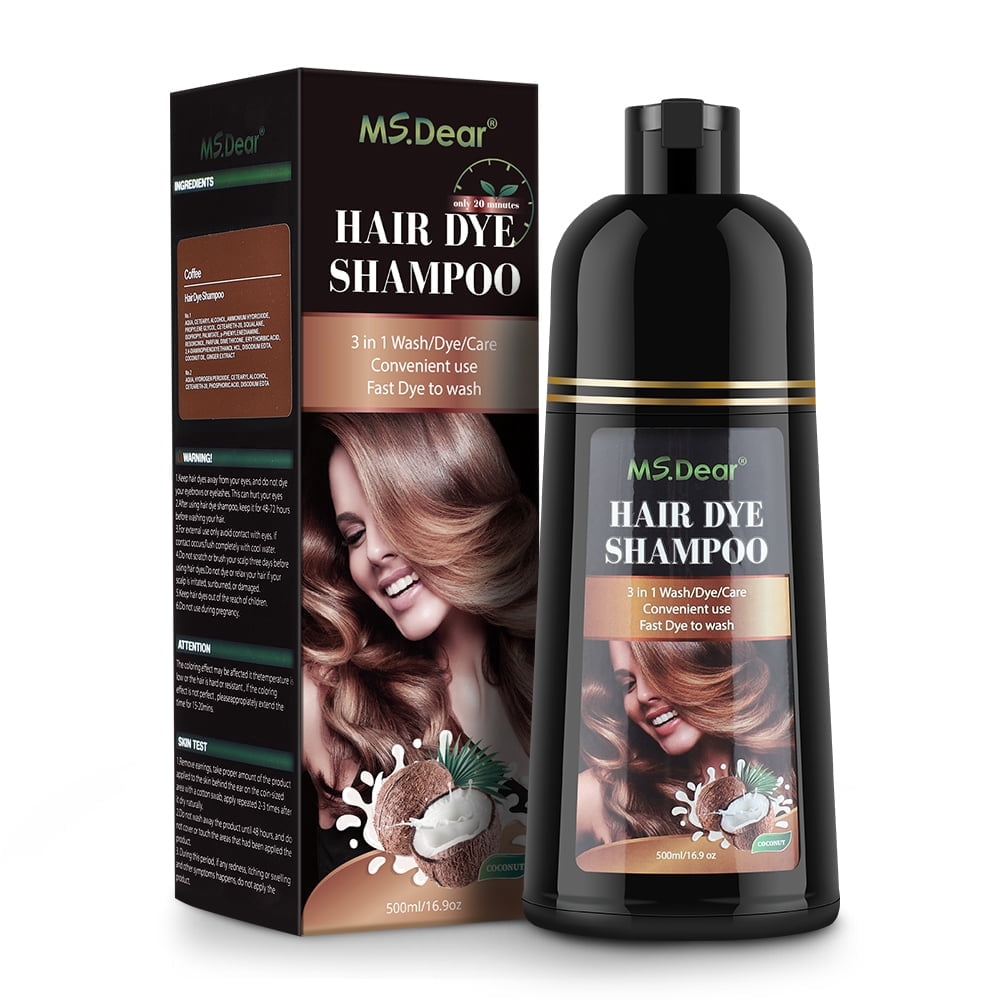 Hair Color Shampoo for Gray Hair, Magic Hair Dye Shampoo, Colors Hair in Minutes, Long Lasting 3 in 1 Hair Color, 400ml Coffee