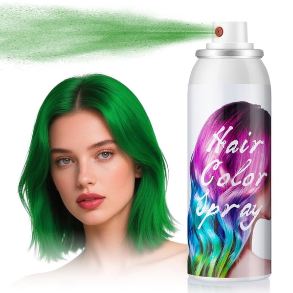 Hair Color Spray Temporary Hair Color Dye Spray, One-Time Use Hair Dye Washable Hair Wax Non-Sticky, Natural Hair Color Wax for Cosplay Party DIY Christmas Halloween Kids Women Men(Green, 3.4Oz)