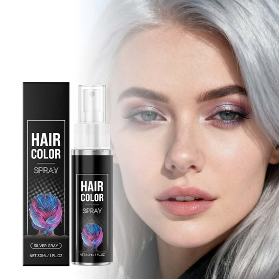 Hair Color Spray – Temporary Hair Coloring, Easy to Apply and Wash Off, Gentle Formula for All Hair Types, Perfect for Parties, Cosplay and Daily Use, Silver-gray