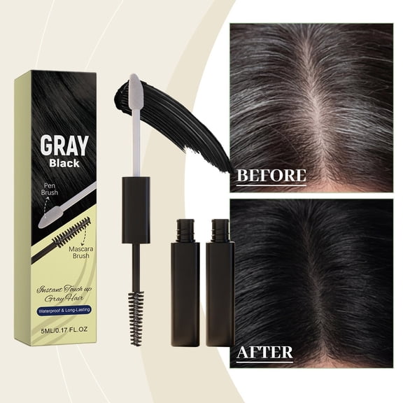Hair Color Stick 2-in-1 Brush Pen for Gray Hair Coverage, Temporary Root Concealer Waterproof Long-Lasting Medium Brown 5ml, Instant Touch Up for White Regrowth at Hairline Temples Part Lines