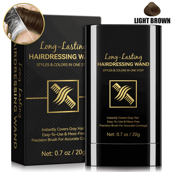 Hair Color Stick with Built in Comb, Instant Waterproof Dye for Gray Coverage, Sweat-Proof Long-Lasting, Travel-Friendly Dye Pen for Women & Men(Light Brown)