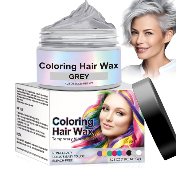 Hair Color Wax, Temporary Hair Coloring Styling, Quick & Easy to Use, 4.23 oz - Grey
