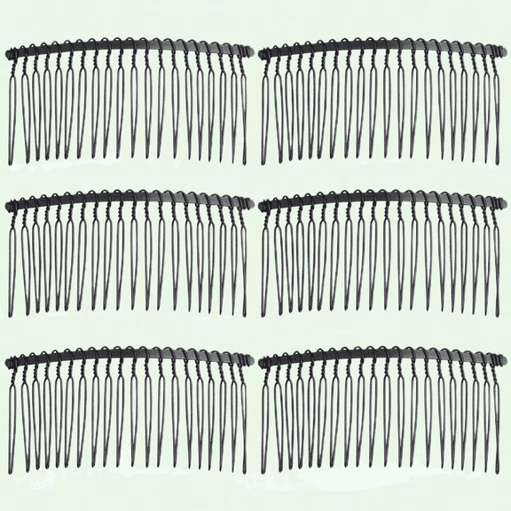 Hair Comb Clips, 6 Pieces 20 Teeth Metal Hair Side Combs, Bridal Wedding Veil Accessory for Women and Girls (Black)