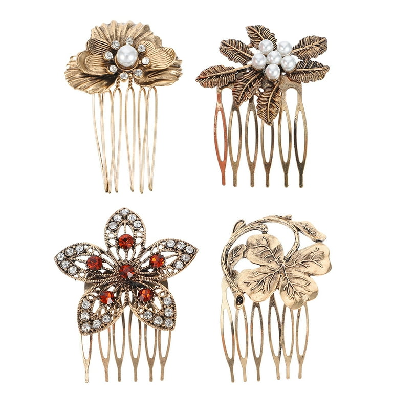 Hair Comb Combs Fancy Accessories Decorative French Side Rhinestone Clips Accessory Flower Bridal