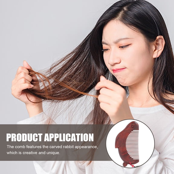 Hair Comb,Creative Rabbit Shaped Comb Carved Craft Wood Comb Unique Wooden Hair Comb