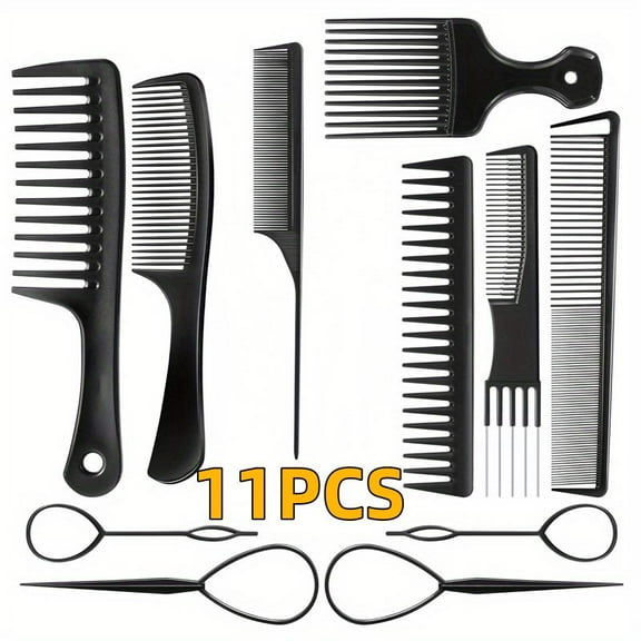 Hair Comb Set 11PCS, Wide Tooth Rat Tail Styling Combs Pick, for Curly Teasing Parting Fine Professional Barber Cutting Braiding Set, Perfect for The Haircut,Blow-Drying Hair fur brush remover