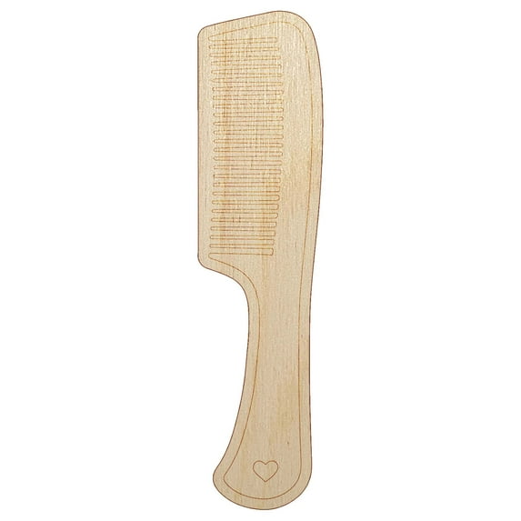 Hair Comb with Heart Wood Shape Unfinished Piece Cutout Craft DIY Projects - 4.70 Inch Size - 1/8 Inch Thick