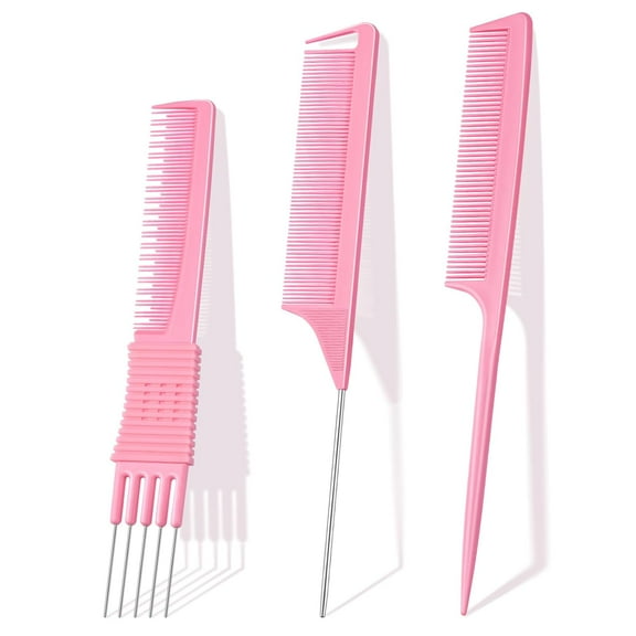 Hair Combs Set, 3 pcs Fine Tooth Rat Tail, Parting, Lift Teasing Combs for Women and Men Hair styling