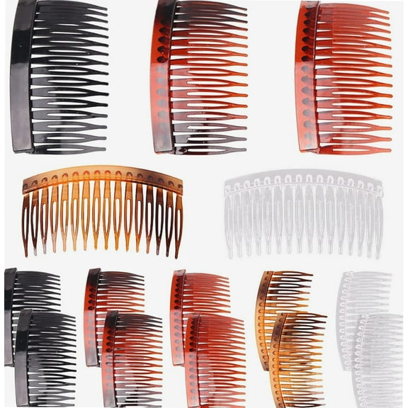 Hair Combs Slides, 15 Pcs Slides Combs Black Plastic French Side Combs Strong Hold Twist Comb Hair Clips Brown Comb for Women Girls Thick and Fine Hair (A15)