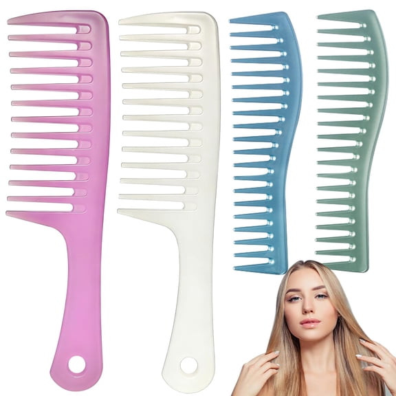 Hair Combs for Women Men, Large Wide Tooth Comb, Fine Tooth, Rat Tail Comb, Comb Set for Wet Curly Thick Thin Hair Styling Detangling (6 PCS)