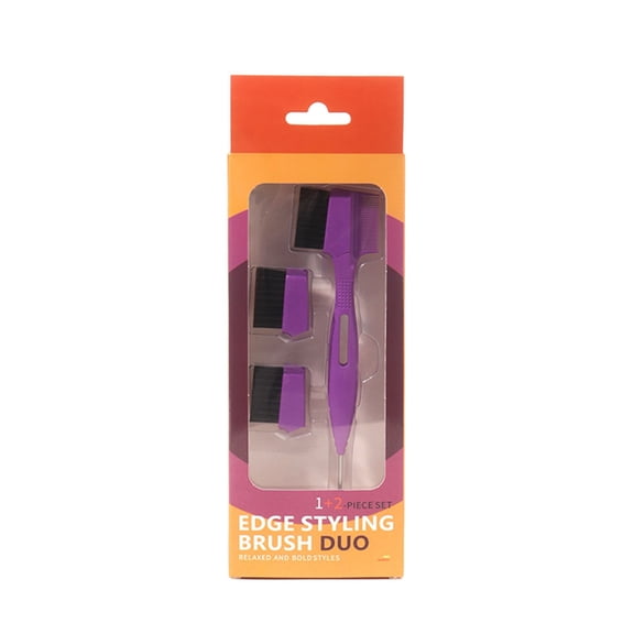 Hair Control Edge Brush with Metal Rat Tail Comb Double Sided Hair Brush Smooth Comb Grooming Brushes