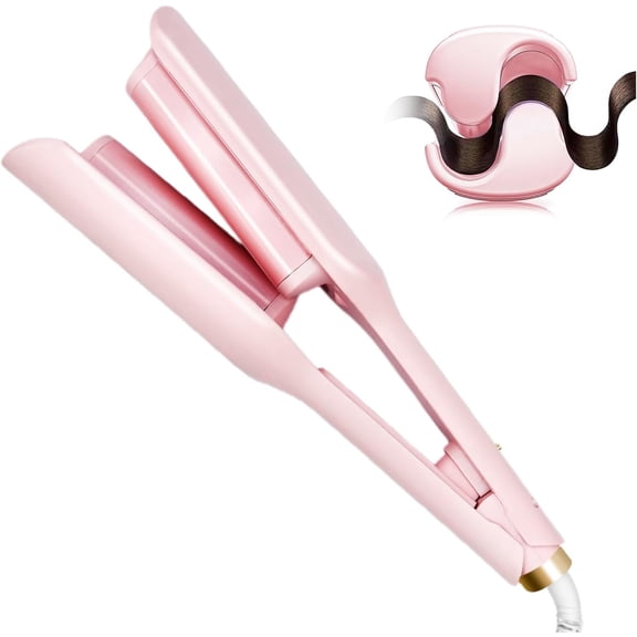 Hair Crimper,2 Barrel Curling Iron Anti-Scald,1.25Inch/32mm Rapid Heating Wave Iron,Crimper Hair Tool,5 Temp Adjustable Curling Wand