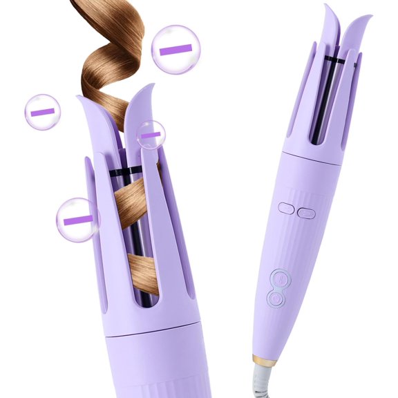 Hair Curler Automatic Rotating with 3 Temperature Sets, Anti-Scald, Anti-Tangle Auto Curling Iron Rotating, Purple