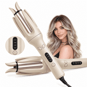 Hair Curler, Double Ceramic Curling Irons with 1.5" Rotating Barrel, 4 Temps & Timer