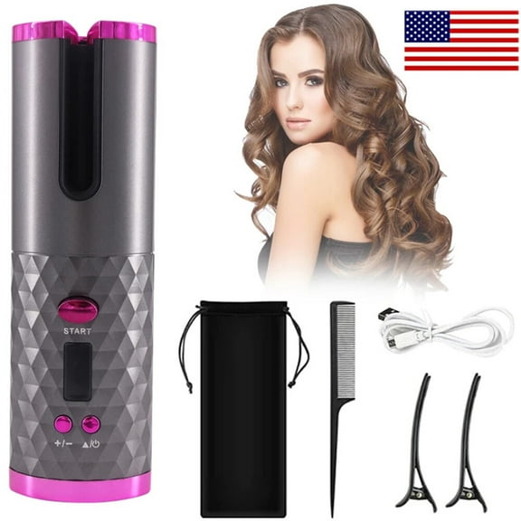 Hair Curler LCD Cordless Auto Rotating Waver Curling Iron Ceramic Wireless