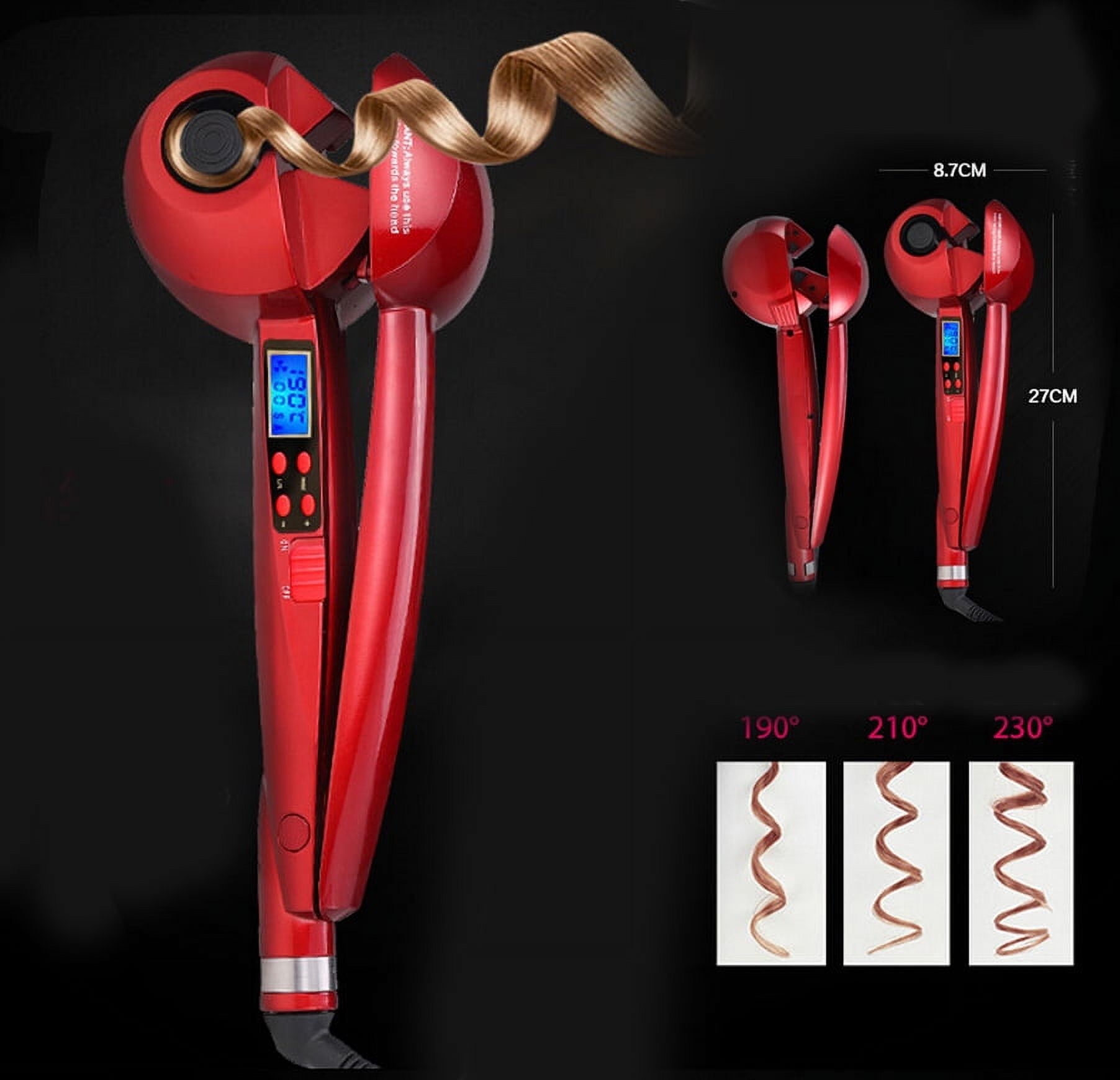 Hair Curler, LCD Professional Salon Automatic Hair Curling Curler nano Ceramic Roller Wave Machine-Pink