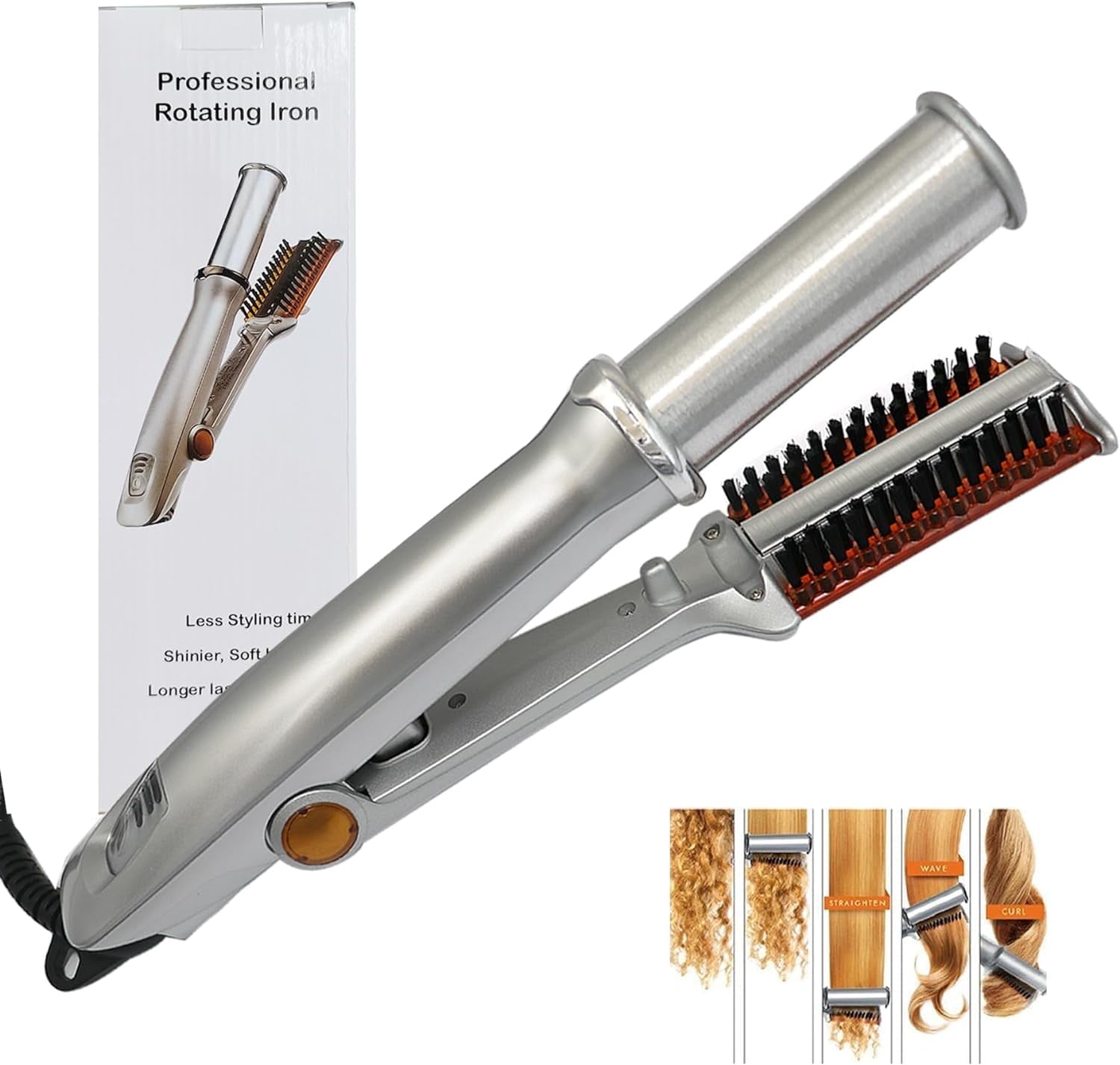 Hair Curler and Straightener in Rotating Iron,Hair Styling