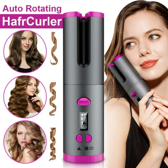 Hair Curler set cordless automatic rotating hair curler curling iron LED display temperature adjustable styling tools wave Styler
