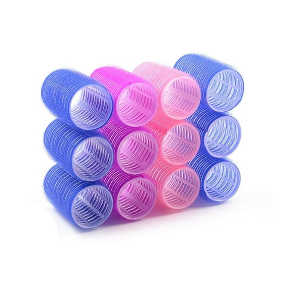Hair Curlers Rollers, 12Pcs Big Hair Rollers Self Grip Holding Curlers for Long Medium Short Thick Fine Thin Hair Bangs Volume (Random Color)