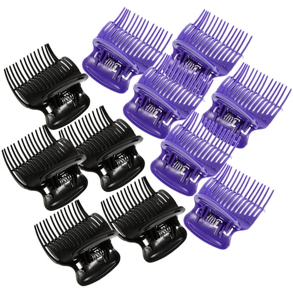 Hair Curling Iron Hot Roller Clip Styling Claw Care Insulation 12pcs (black 6 Purple Pcs) Plastic Clips Rollers Clawclip Piece for Women Jaw Clamps Curler