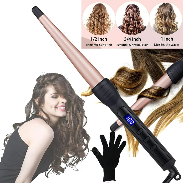 Hair Curling Irons Duyfioa Professional Ceramic Hair Curling Wand 1 1 2 Inch Instant Heat Hair Curler with LCD 190 450 Temperature Control for All Hair Types Include Glove Walmart