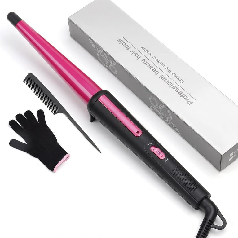 Hair Curling Wand 0.5 1Inch Tapered Curling Iron Professional Ceramic Hair Curler Wand with Heat Resistant Glove Dual Voltage Rose Gold Walmart