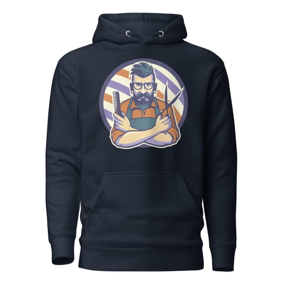 Hair Cut Style Unisex Hoodie Barber Shop (Navy Blazer, S)