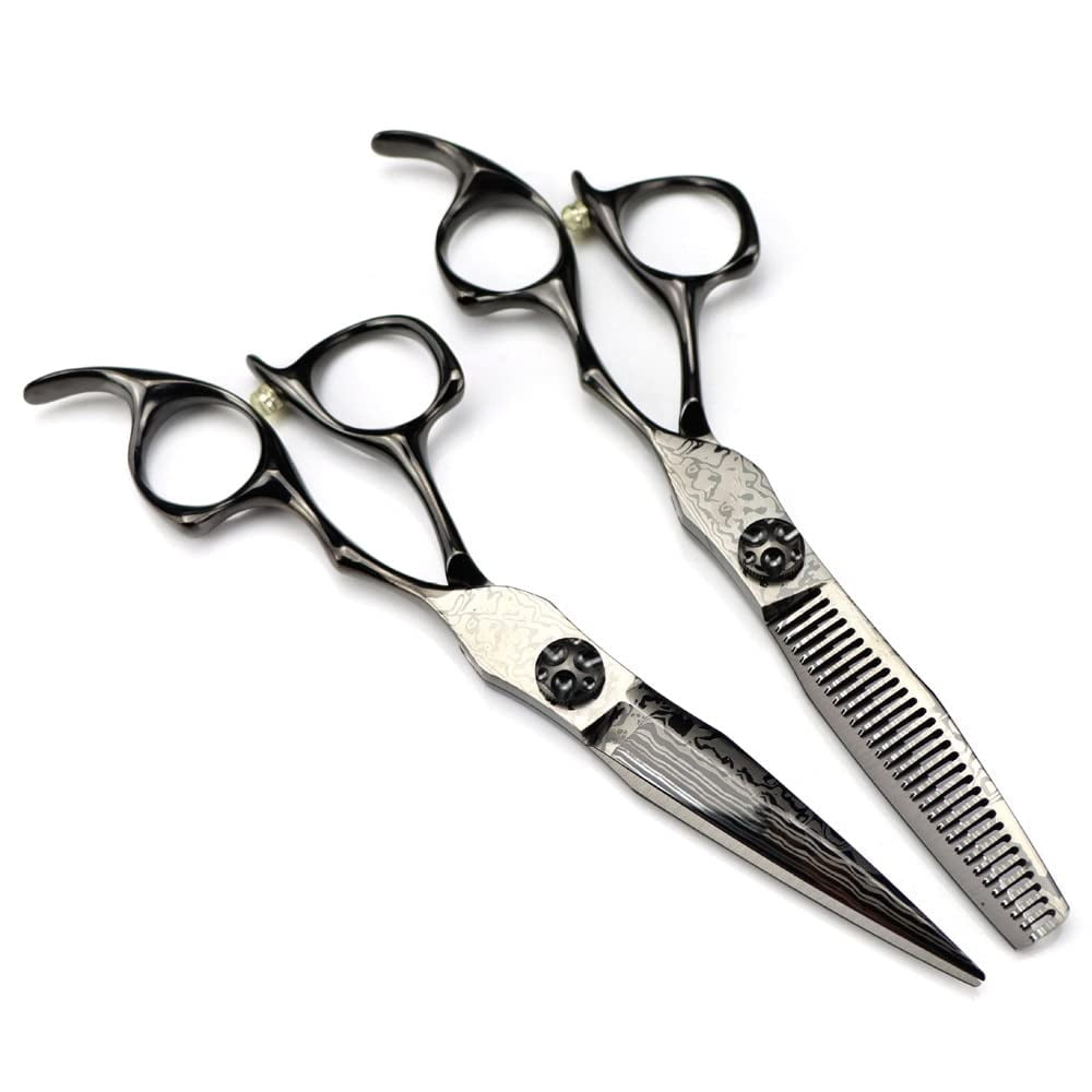 Hair Cutting, 6 Inch Professional Damascus Steel Scissor Black Haircut ...