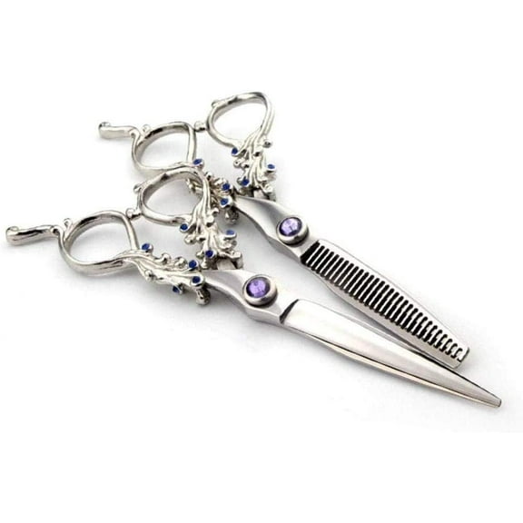 Hair Cutting,6 Inch Professional Japan 440C Upscal Scissor Threaded Handle Cutting Barber Haircut Thinning Shears Hairdresser Set