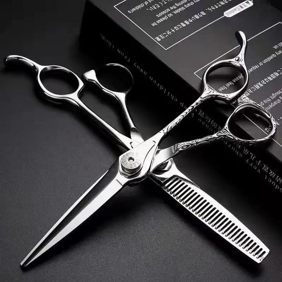 Hair Cutting,6 Inch Professional Japan 440C Upscal Scissor Threaded Handle Cutting Barber Haircut Thinning Shears Hairdresser Set