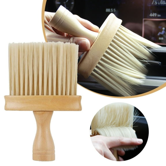 Hair Cutting Brush Hairdressing/ Wooden Neck Brush Soft Car Detailing Brush Cleaning Dust Tool Wooden Handle for Auto Interior Key